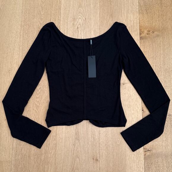 Three Times - Cinnamon Long Sleeve Eyelet Top in Black - Picture 4 of 5